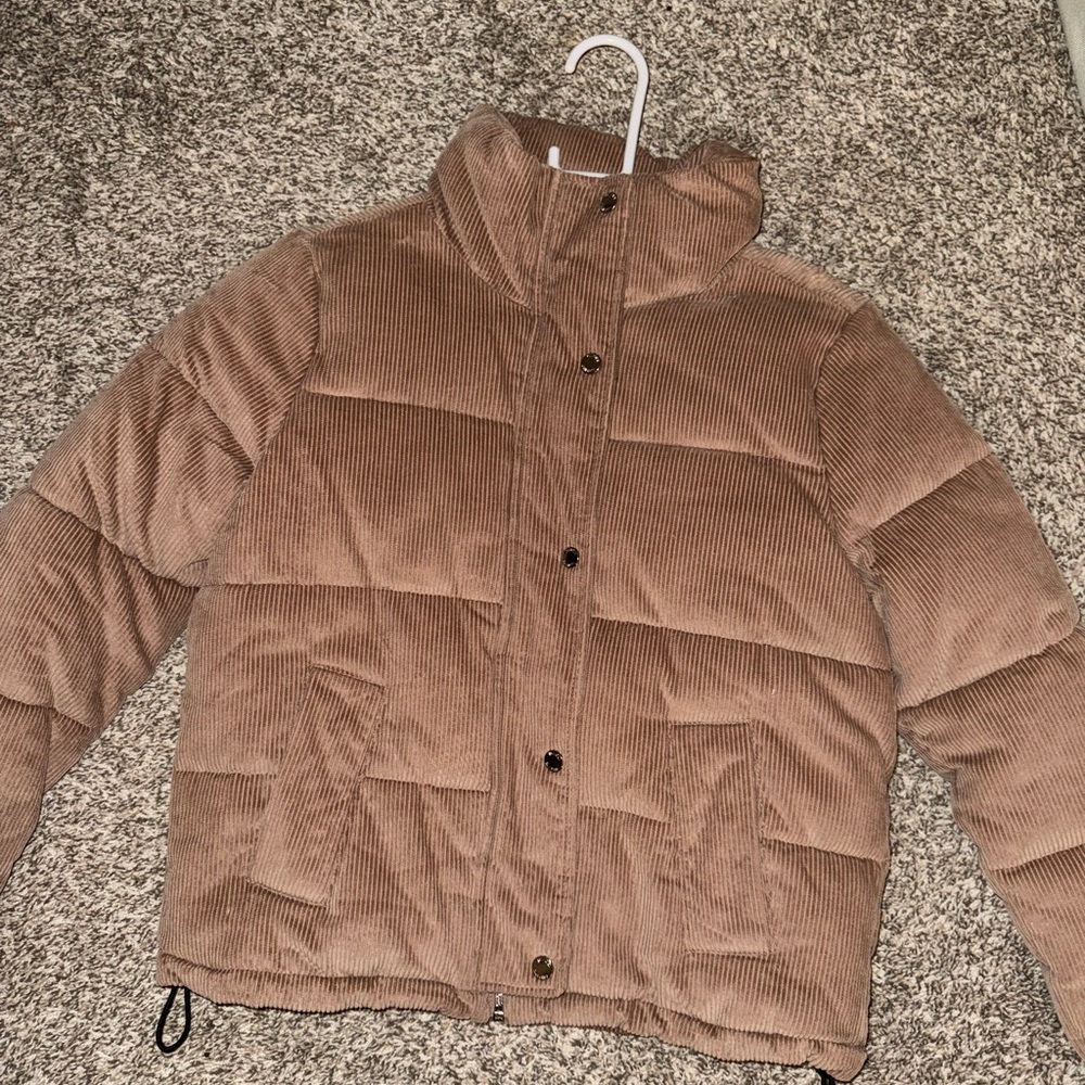 Hollister Tan Corduroy Puffer Jacket